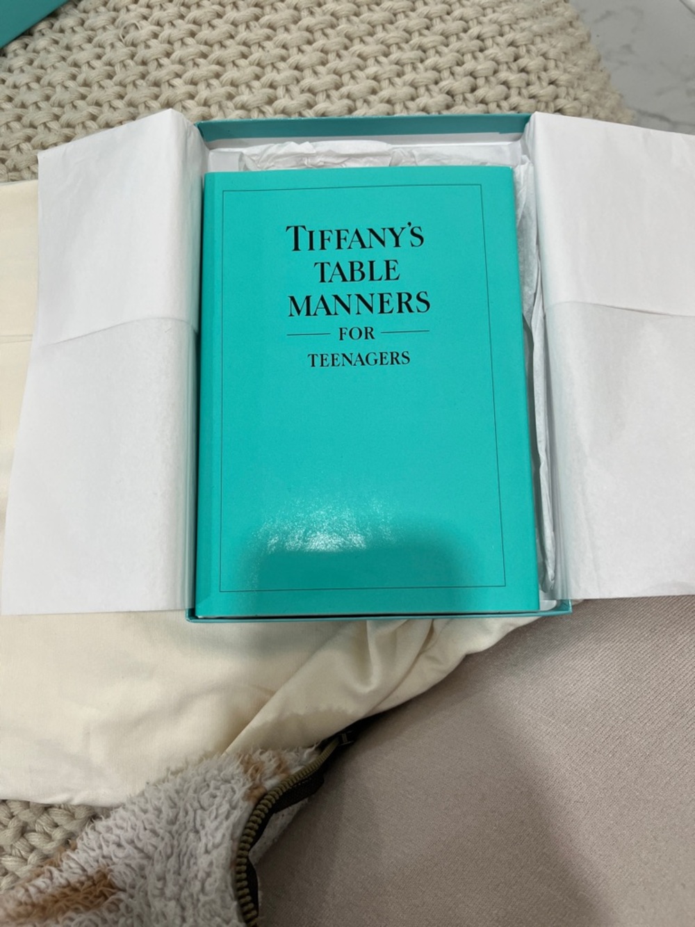 Tiffany & Co. Bright Turquoise Hardcover Book with Black Text